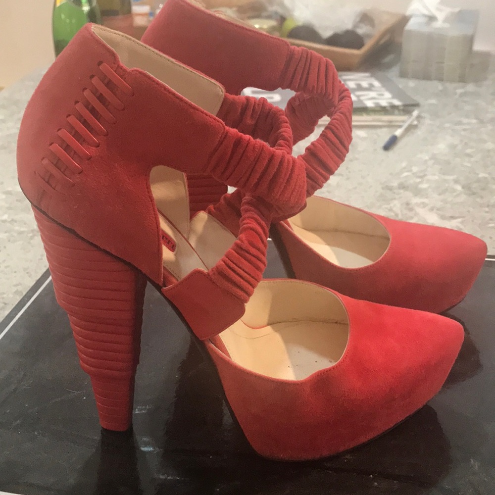 Cesare Paciotti hot pink suede high heel platforms - Picture 1 of 8